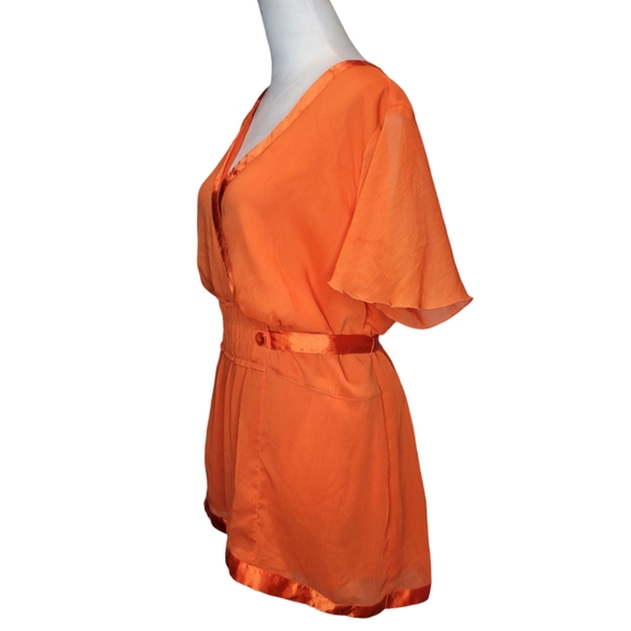 Lane Bryant Plus Size Cadium Orange Empire Waist Satin Trim Detail Top - Picture 3 of 9